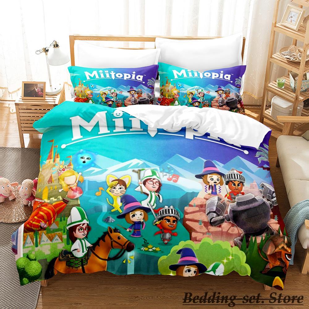 Игровой постельный комплект Miitopia Односпальный Полуторный Двуспальный Кинг-сайз Комплект для кровати Взрослый Детский Спальня Комплекты пододеяльников Аниме Parure De Lit Кровать