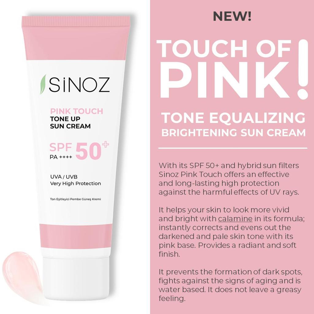 Sinoz Розовый тональный солнцезащитный крем SPF 50+ - Высокая защита от UVA 50 мл
