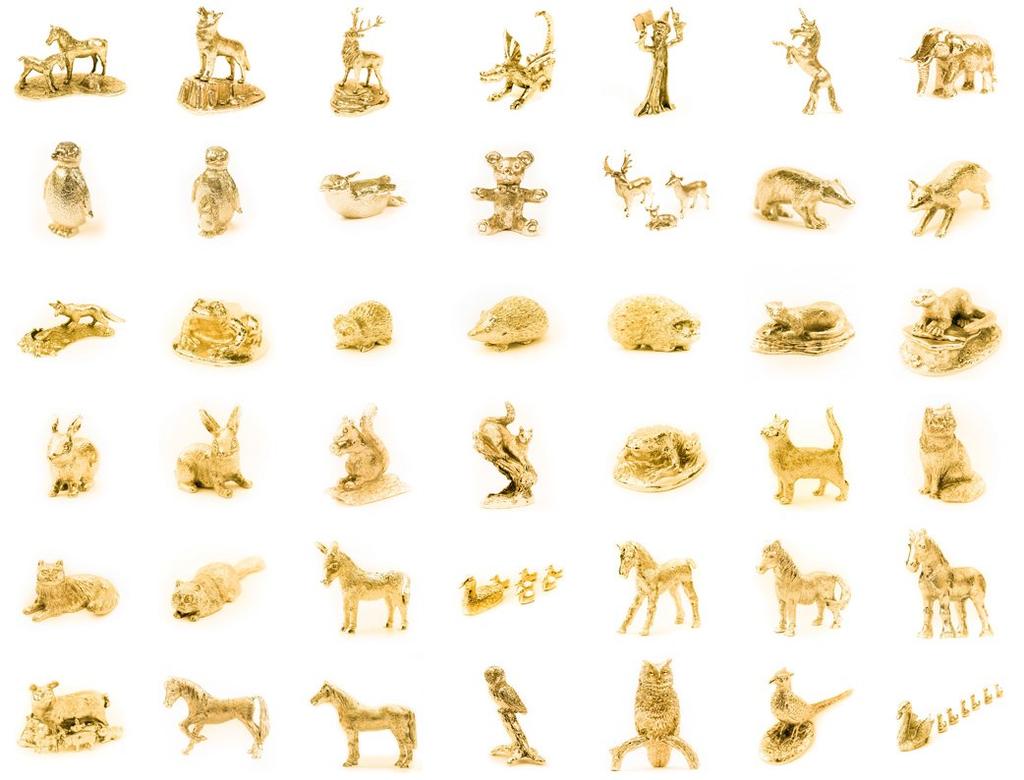 Deer Family 22ct Gold Plated British Made Animal Art Figure Collection Female Fawn [Stag, Deer, Set]