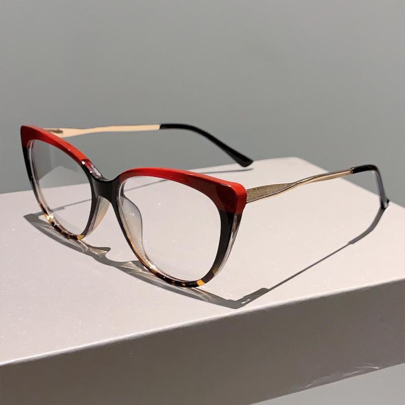 Anti Blue Light Optical Big Glasses Women Cat Eye Vintage Luxury Brand Designer Myopia Prescription Double Color Eyewear Frame