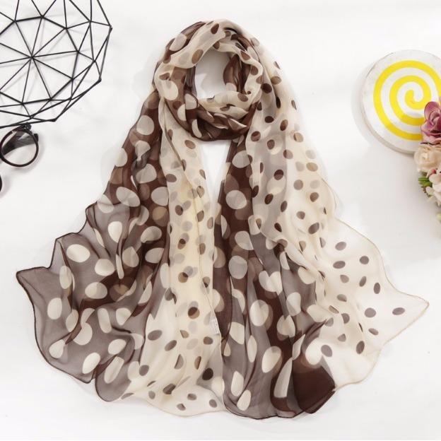 Весенне-летний тонкий полупрозрачный шарф в горошек, ветрозащитный и солнцезащитный шарф с художественным декором в горошек, длинный