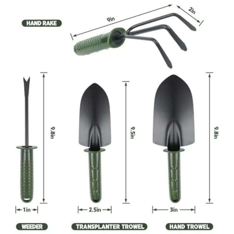 Garden Tool Set4 Pieces Garden Tools Including Hand Shovel Transplant Shovel Weeder and Hand Rake with Non-Slip Handle Idea for