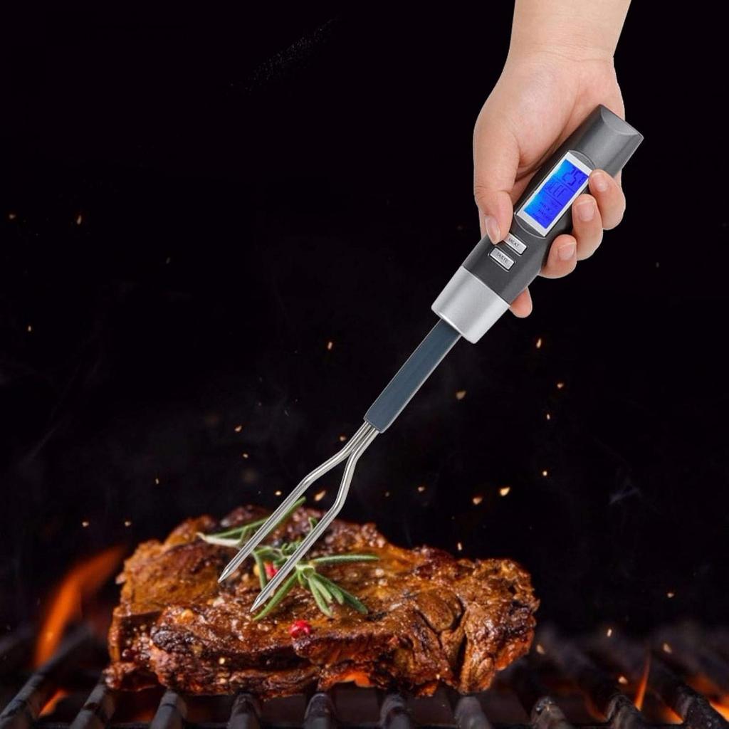 Thermometer Grill Fork, Digital Sound Alarm Stainless Steel ℃/℉ Switch Digital Cooking Fork, for Meat Meat Fork BBQ Fork BBQ
