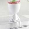 3D-печатная фигурка сидящего человека, кашпо для суккулентов, 2-в-1, настольный горшок и декоративное украшение, матовая отделка, цельное изделие, компактный размер для маленьких растений