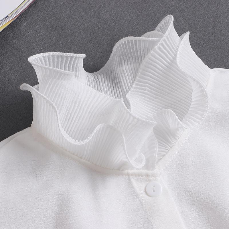 Fashion Cotton Ruffles Lace Fake Collar Blouse Vintage Detachable Shirt False Collar Lapel Blouse Top Women Clothes Accessories