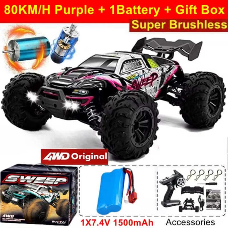 Новый 4WD High Toughness 80KM/H полноприводный радиоуправляемый автомобиль Off-road 4x4 RC 1:16 полномасштабных высокоскоростных гоночных машин Big Foot Fast Drift, детский подарок