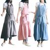 Cotton Linen Apron Pinafore Dress for Women Adjustable Casual Apron Kitchen Cooking Apron for Cafe Bakery Restaurant