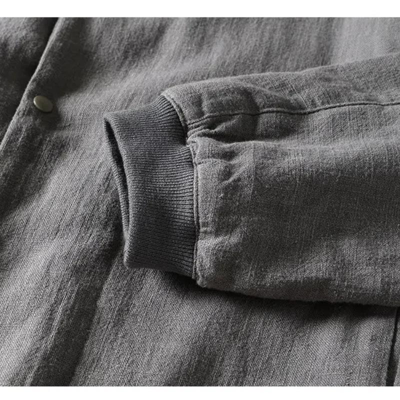 Осенне-зимнее теплое мужское пальто, повседневные флисовые куртки для мужчин, отложной воротник, хлопковое льняное пальто с пуговицами, утолщенное свободное пальто