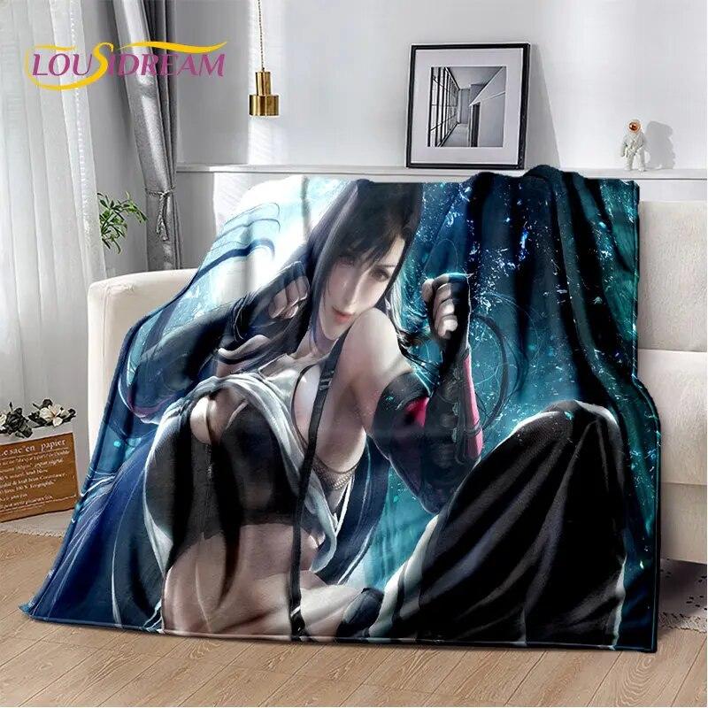 Sexy Girl Lace Tifa Aerith Anime Soft Plush Blanket,Flannel Blanket Throw Blanket for Living Room Bedroom Bed Sofa Picnic Cover