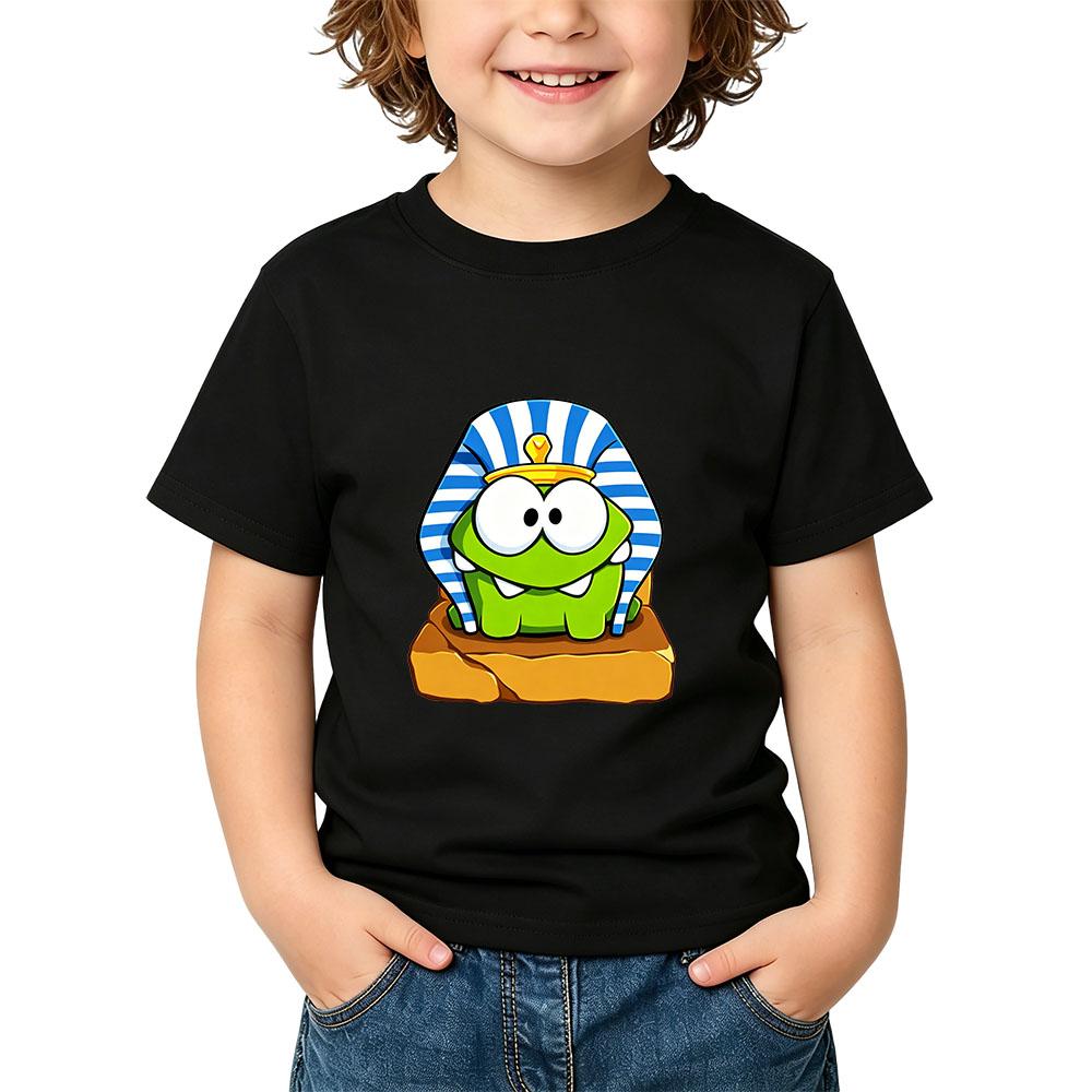 Children's T-Shirt Cotton The Rope Om Nom Frog Cartoon Print Kids Tees Cute Boys Girls Tops O-Neck Short Sleeve Summer Toddler