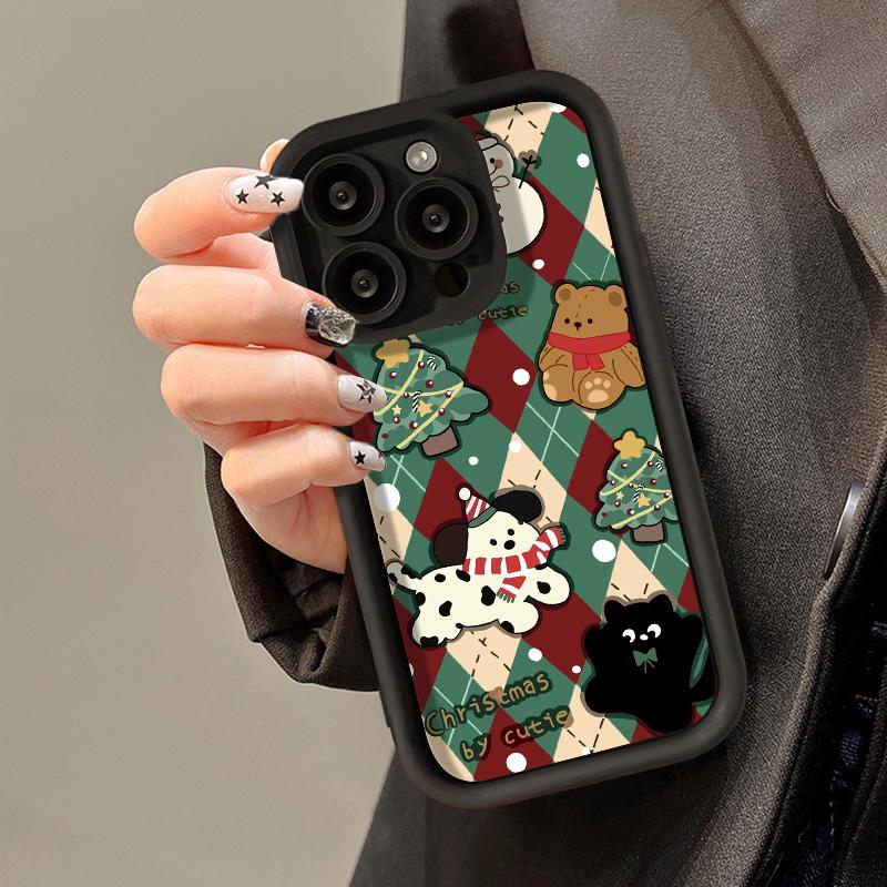 Рождественский чехол для iPhone 11 13 12 14 15 16 Pro Max XR XS Samsung A15 A55 A05 Redmi 12 13C OPPO A16 A18 A60 Reno 11 Vivo Y17S Y12 infinix note