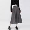 Grey Pleated Skirt for Women  Autumn Preppy Style High Waist A Line Mid-length Skirts Vintage Casual Female Clothing