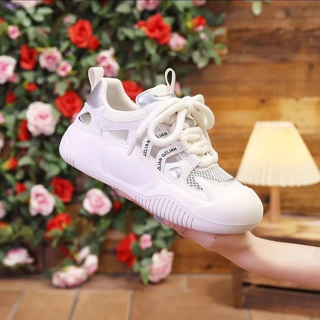 Женские кроссовки ретро 2024 новые нескользящие сетчатые женские вулканизированные туфли дышащие кожаные танкетки спортивная женская обувь Zapatos De Mujer
