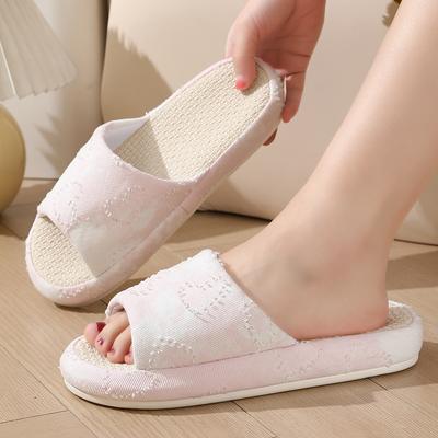 Гнездо хороший продукт льняные тапочки для дома на четыре сезона нескользящие и не пахнущие ткань бесшумные хлопок и лен деревянный пол