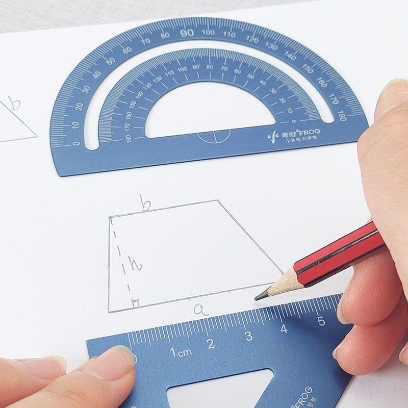 Многофункциональный набор линеек из розового алюминиевого сплава для учеников начальной школы с лазерной гравировкой