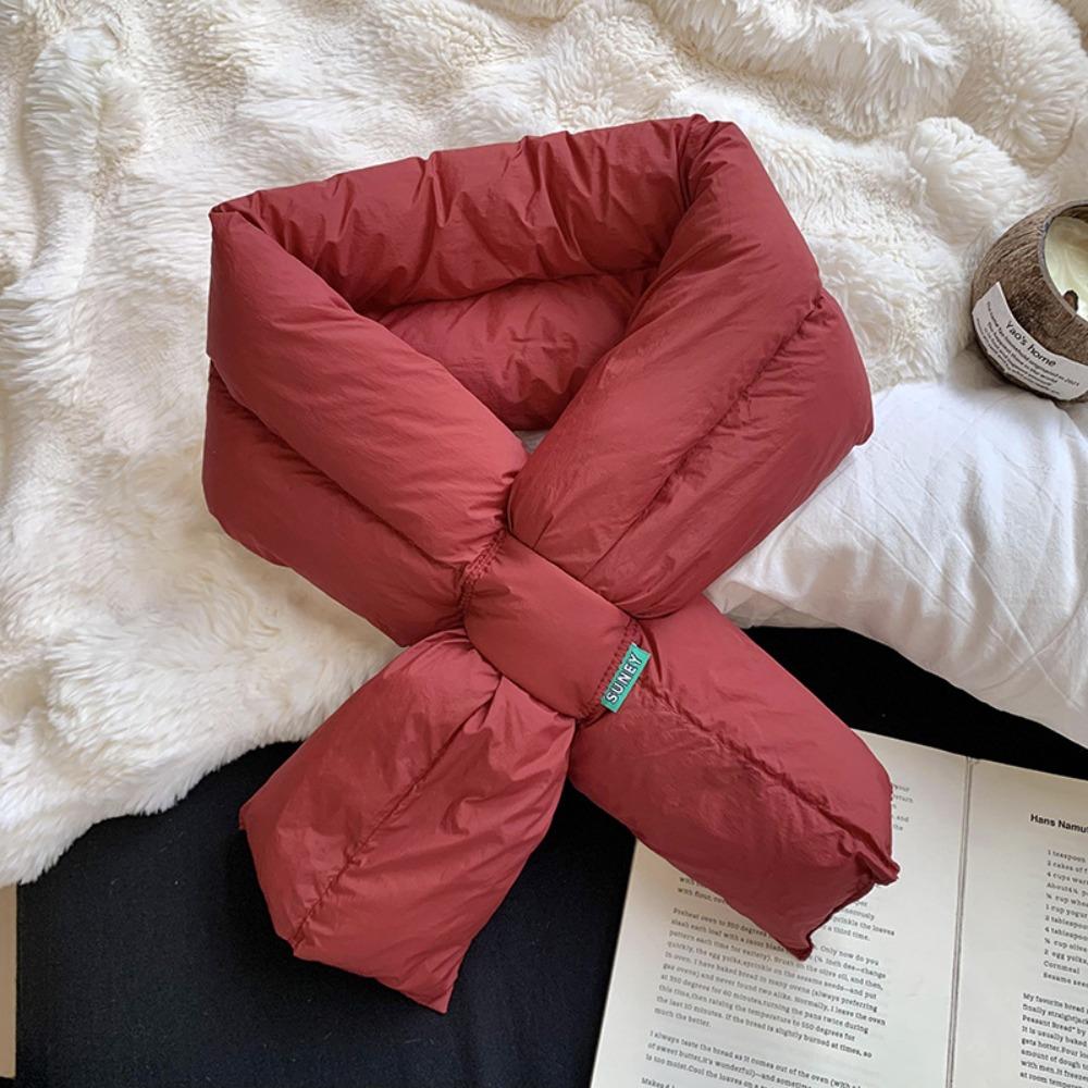 Windproof Cross Feather Shawl Korean Style Down Neck Scarf Casual Cotton Padded Scarf Hiking