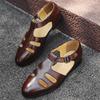 Летний тренд Новые мужские гладиаторы с пряжкой Повседневная обувь Дышащие пляжные сандалии Уличные шлепанцы Черный Коричневый Размер 38-46