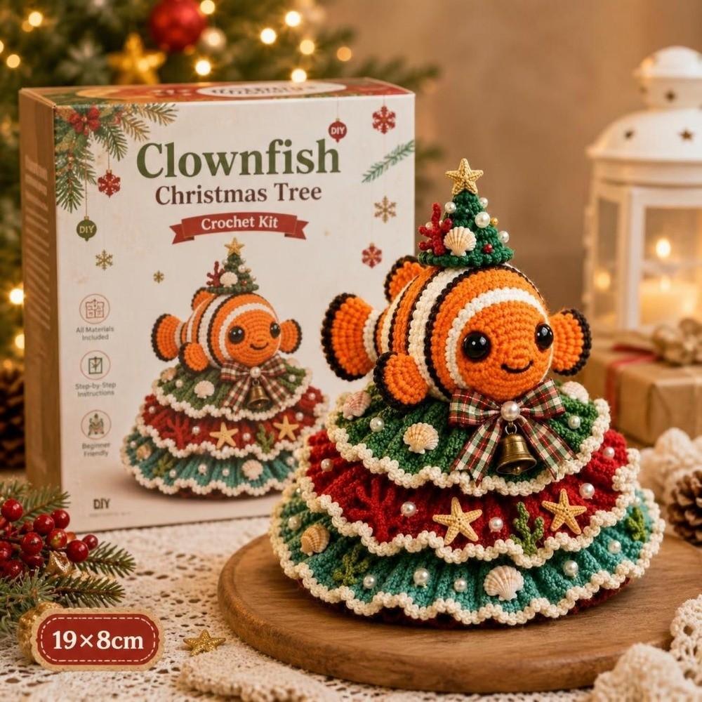 Handmade Crochet Animals Set Layered Knitted Xmas Decor Crochet Christmas Tree DIY Kit Christmas