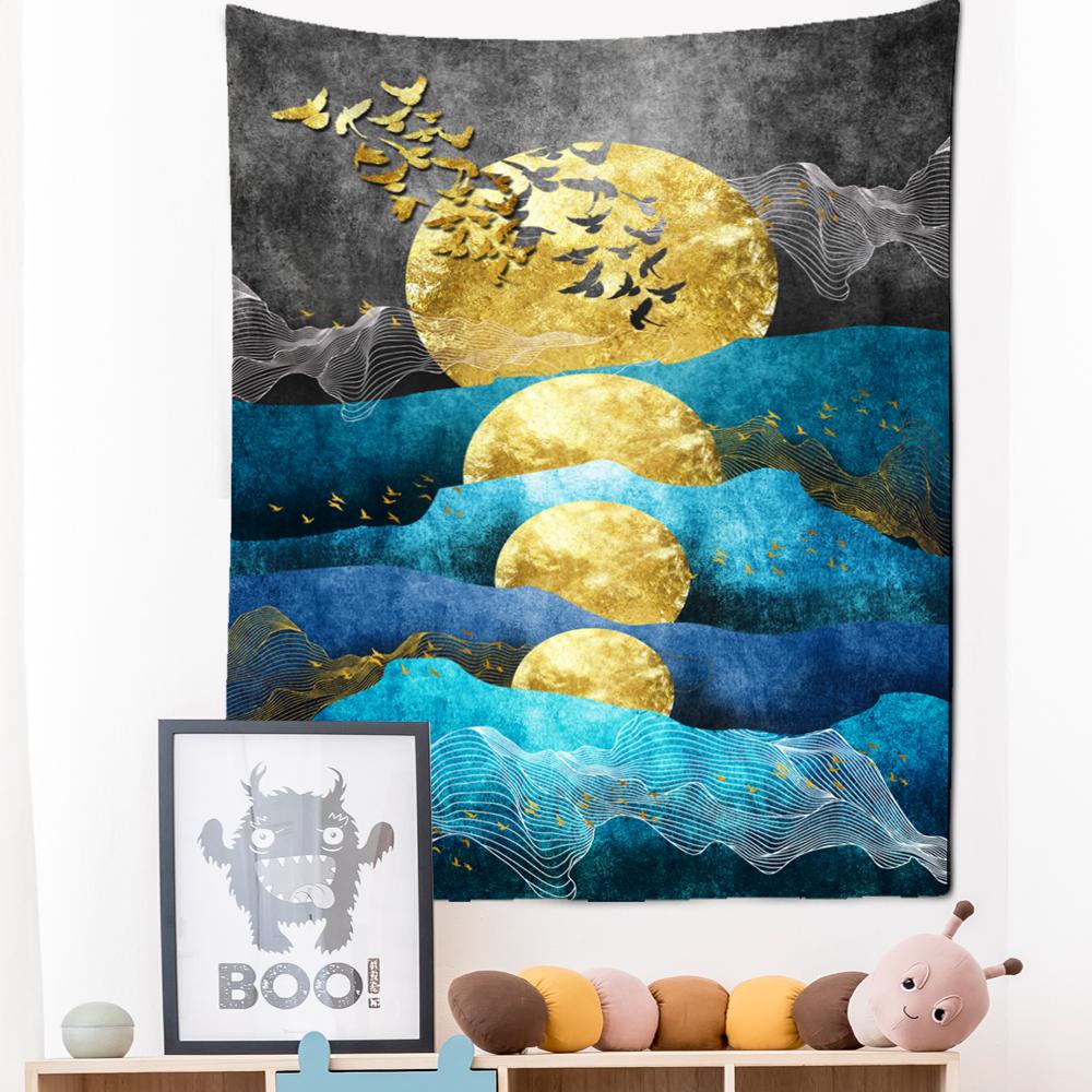 Неоновая картина, гобелен, настенный подвесной богемный стиль, Лось, кои, психоделическое колдовство, домашний декор для гостиной