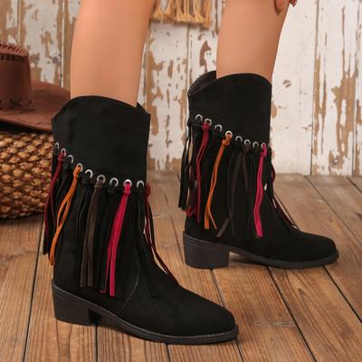 Модные женские ботинки челси с бахромой на высоком каблуке, роскошный зимний тренд 2025 года, новые модные сапоги-гладиаторы в готическом стиле, зимние ботинки Botas Mujer