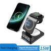 4 In 1 Fast Charging Wireless Charger Stand for iPhone 12 13 14 Pro Max Airpods Apple Watch 15W Quick Charger Alarm Clock