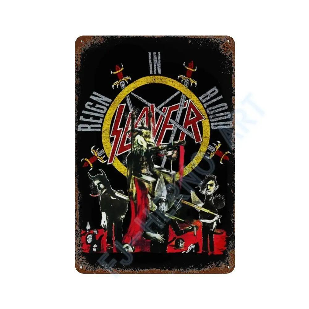 Винтажный Постер Альбома Slayer Хэви-метал Металлическая Жестяная Вывеска Табличка Nordic Настенное Искусство Тарелки для Декора Комнаты Дома Подарки для Мальчика