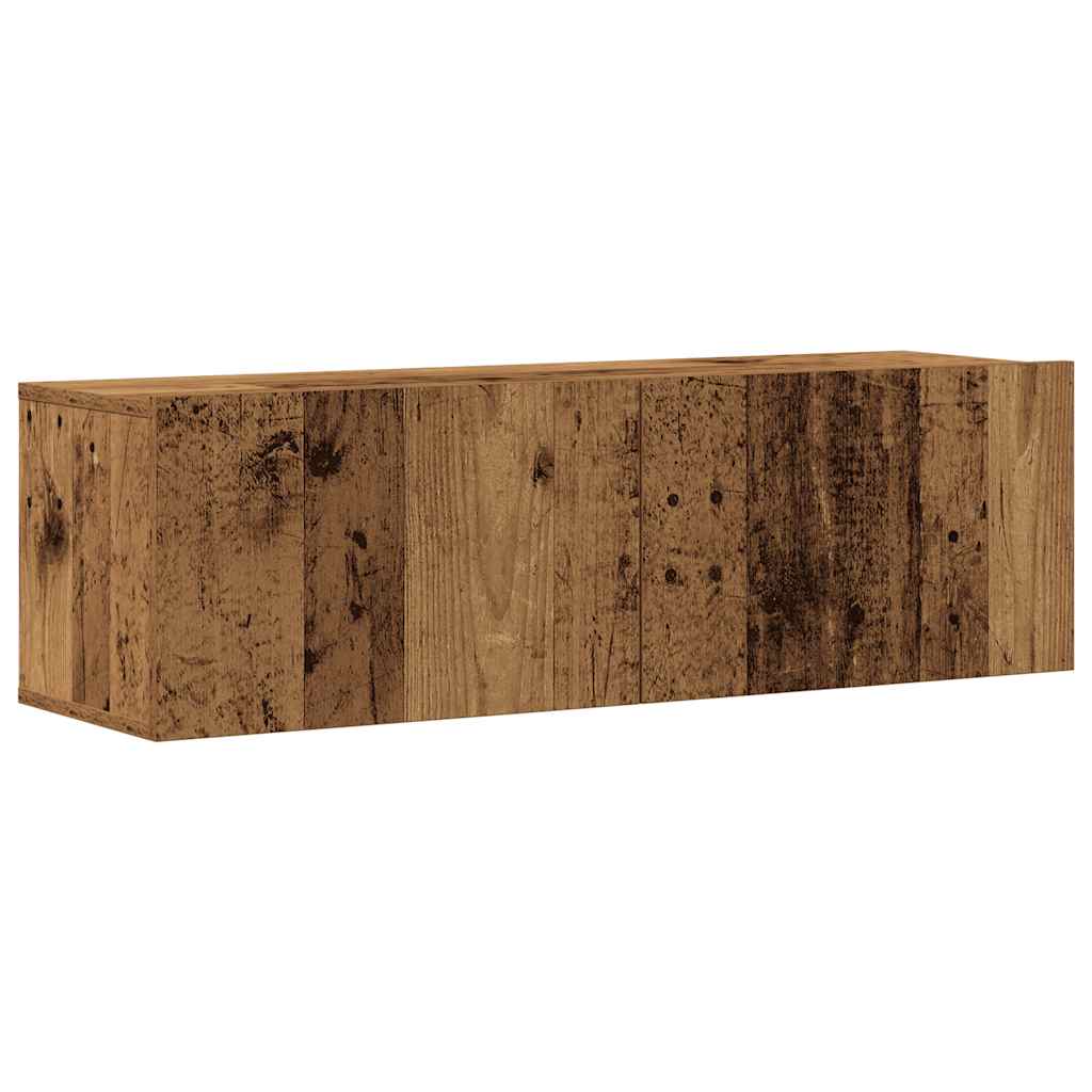 3 piece wall mounted TV cabinet set rustic wood look engineered wood