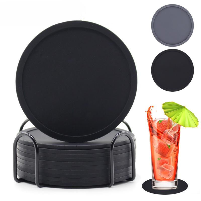Silicone Coasters Round 10cm Insulated Coasters Set Bleach-proof Coffee Coasters Soft Rubber Coasters