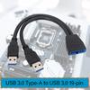 Двойной порт USB3.0 Папа к материнской плате 19-контактный разъем Адаптерный кабель Удлинительный кабель USB для платы ПК