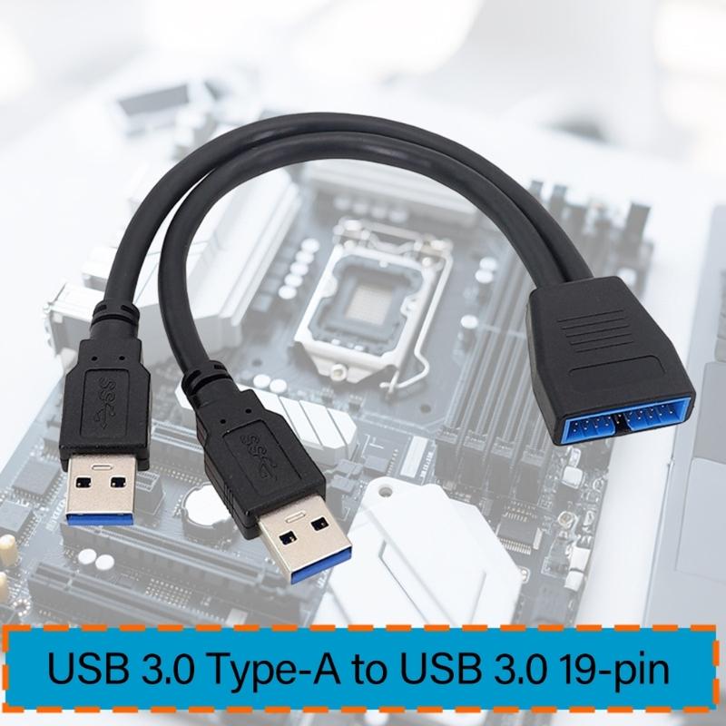 Двойной порт USB3.0 Папа к материнской плате 19-контактный разъем Адаптерный кабель Удлинительный кабель USB для платы ПК