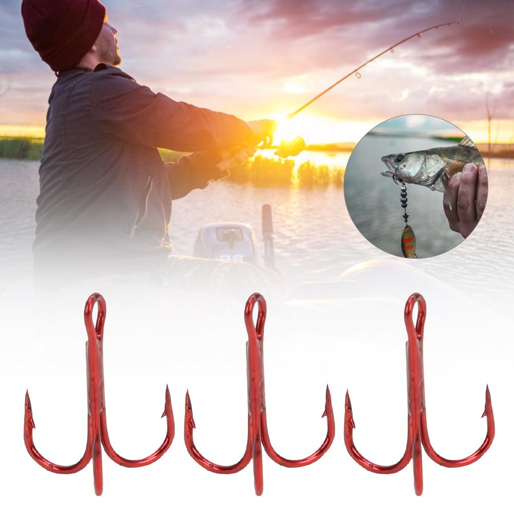 100 шт. Красные тройные крючки Высокоуглеродистая сталь Рыболовный крючок Крючок Рыболовные аксессуары 10#