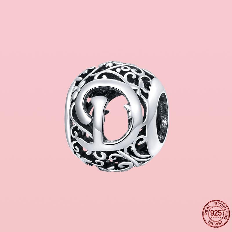 Новое поступление 925 пробы серебряный кулон круглой формы с буквами от A до Z подвески бусины подходят оригинальный браслет ожерелье ювелирные изделия