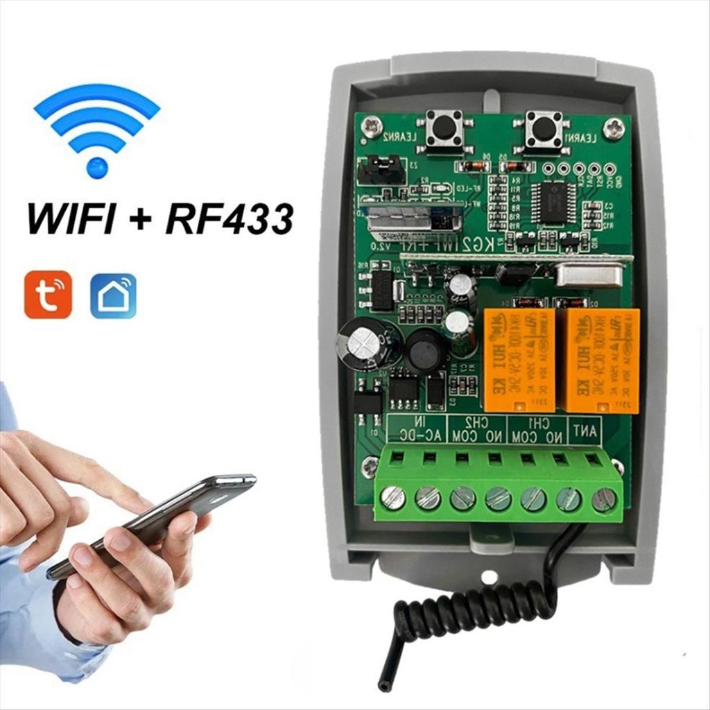 Tuya WIFI Умный Приемник 2-канальный 7-32V Пульт Дистанционного Управления Открывателем Ворот Гаража Кодовый Передатчик 433МГц
