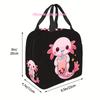 Adorable Axolotl Drinking Bubble Tea Lunch Bag - Durable Polyester, Mini Meal Carrier with Large Capacity, Perfect for Work, Sch