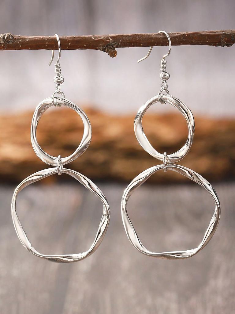 1 пара минималистичных висячих серег Infinity Twist, креативный круглый дизайн подвески для повседневной женской одежды