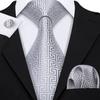Hi-Tie Dark Gold Plaid Jacquard Mens Silk Tie Classic Necktie Cufflink Hanky Set