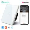BSEED Zigbee 1/2/3 Gang 1 Way Smart Switch Single Live LED Buttons Glass Panel Work With Google Home EU Touch Switch Smart Life