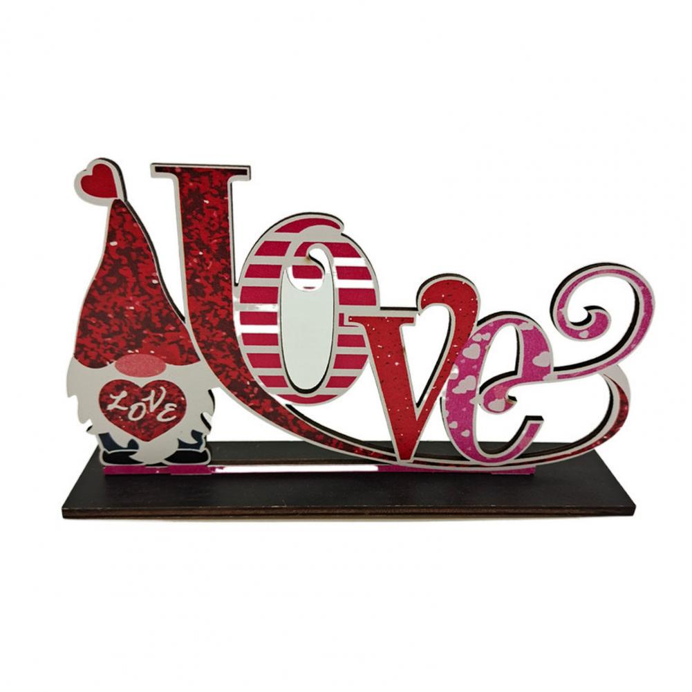 День святого Валентина Деревянная настольная табличка Романтическая любовь Форма сердца Многоярусный декор для подноса Отдельно стоящее настольное украшение для домашнего декора