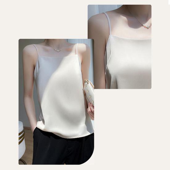 Summer Vest Sling Sleeveless Smooth Fabric Tank Tops Loose Fit Soft Elastic