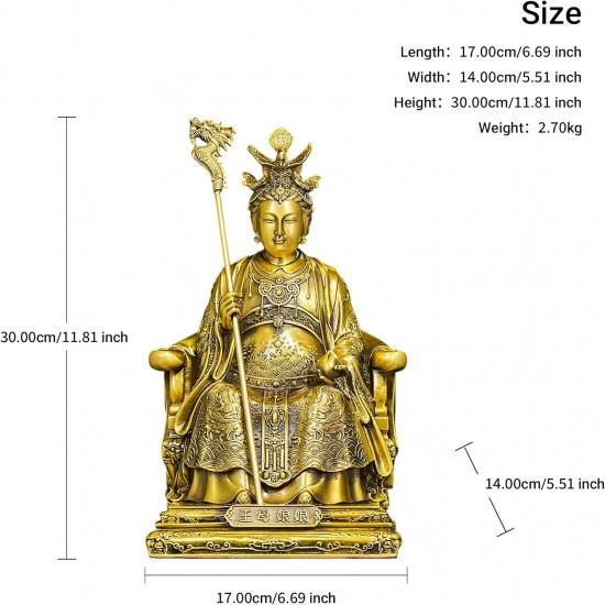 Aris & Juno Brass Queen Mother of the West Feng Shui Statue – Chinese Longevity & Blessing Figurine for Entryway, Home Office Desk or Shelf Decor,