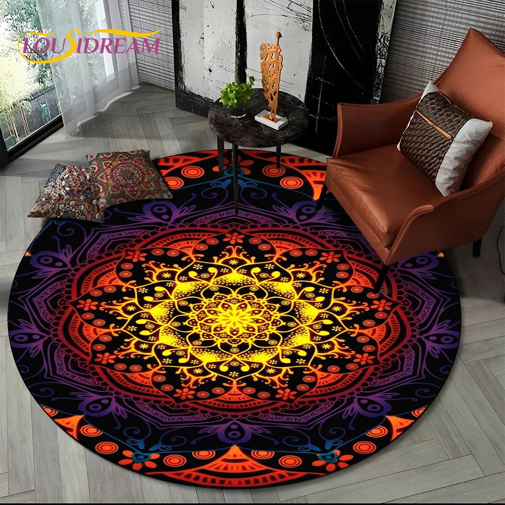 3D Meditation Mandala Bohemia nature Spirit Yoga Round Carpet Rug for Living Room Bedroom Child Decor,Pet Area Rug Non-slip Mat