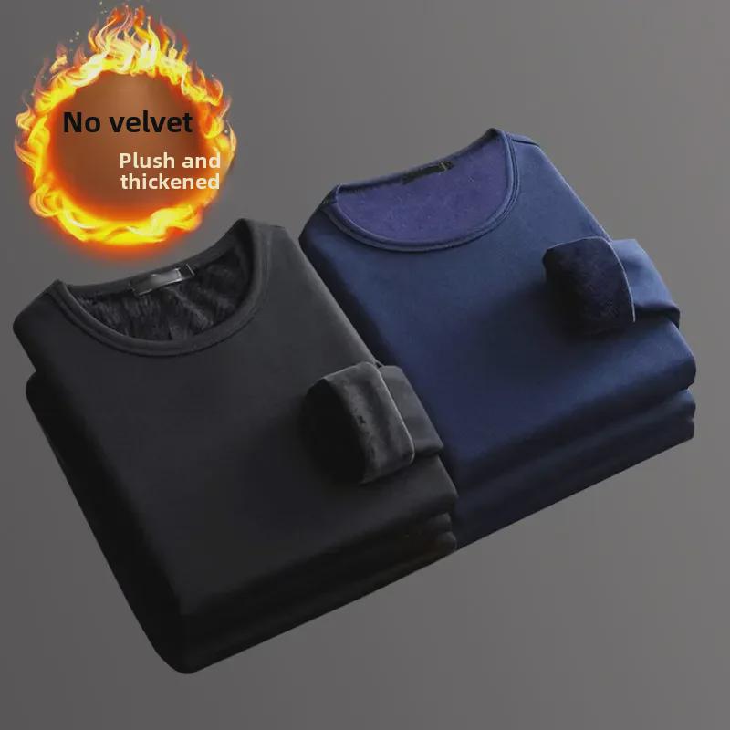 Мужская плотная терморубашка с V-образным вырезом и длинным рукавом — облегающий крой, теплая бархатная подкладка, идеально подходит для осени и зимы.