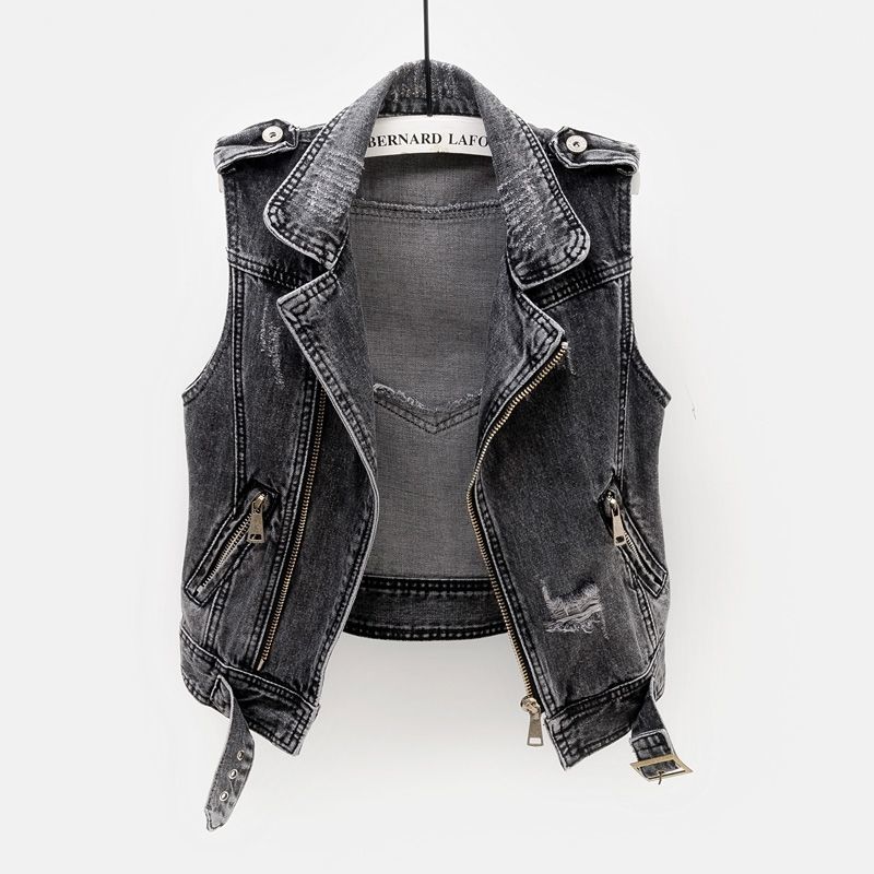 Short Jacket Women Plus Size Jean Waistcoat Fashion Denim Vest Female Spring Autumn Sleeveless