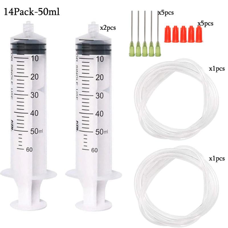 50Pack Syringes with 14ga-23ga Blunt Tip Needles With Syringe Caps and Needle Caps for Refilling and Measuring Liquids Oil