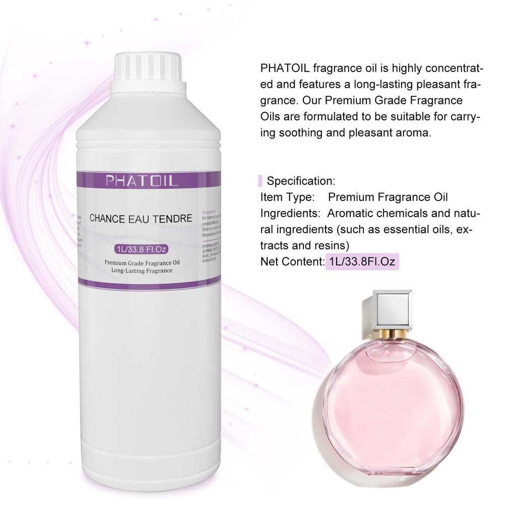 PHATOIL 1000ml/33.8fl.oz Fragrance Oils for Diffuser, Candle Making, DIY Perfume, Air Fresheners, Ideal for Home Office Car Use