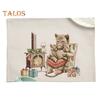 Christmas Placemat Convenient Durable Stylish Clear Printing Linen Table Mat for Festive Home Decoration