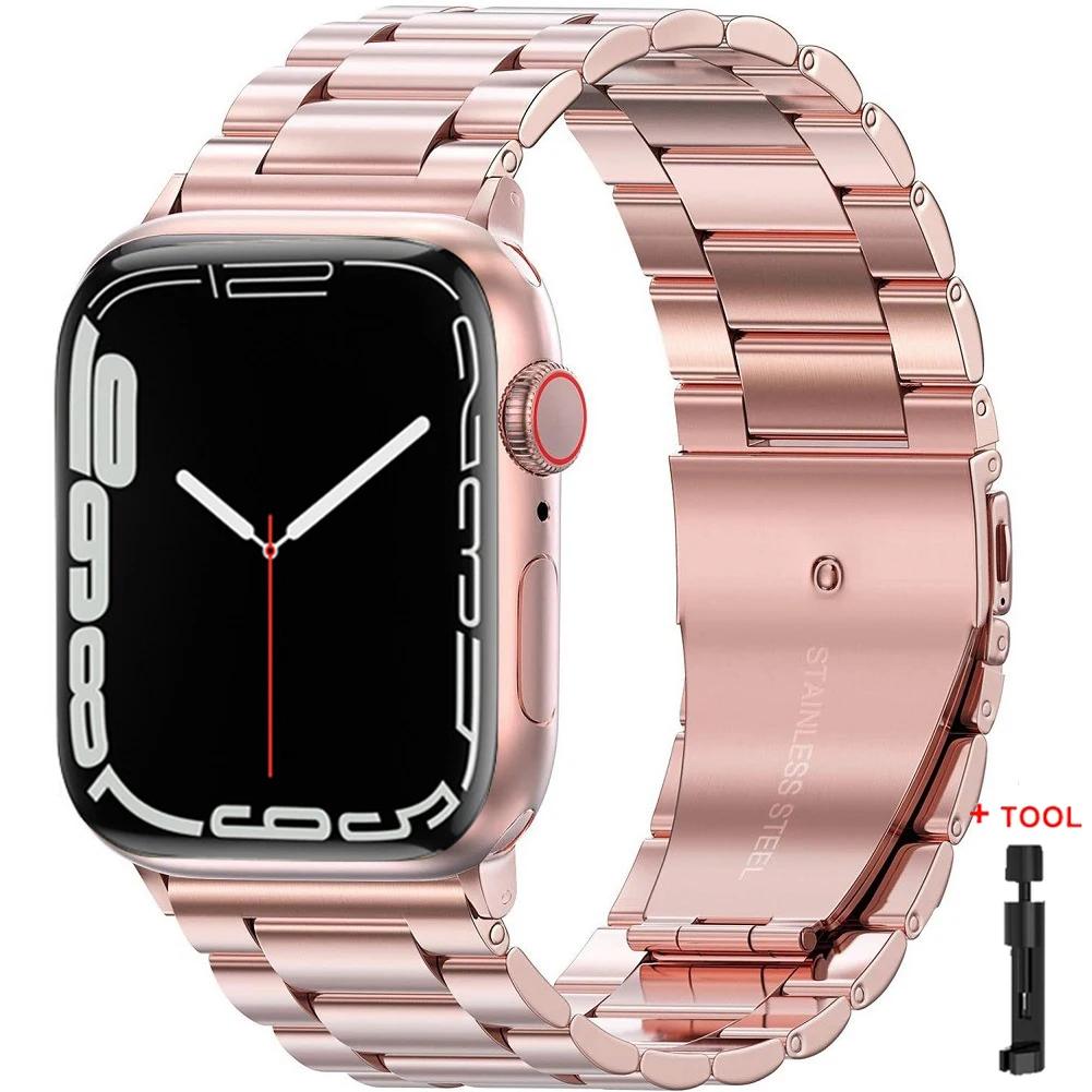Ремешок из нержавеющей стали для Apple Watch S11 10 46мм 42мм Ultra 3 49мм 45мм 41мм 44мм Металлический ремешок для IWatch Серии 9 8 7 SE 6 5 4 3