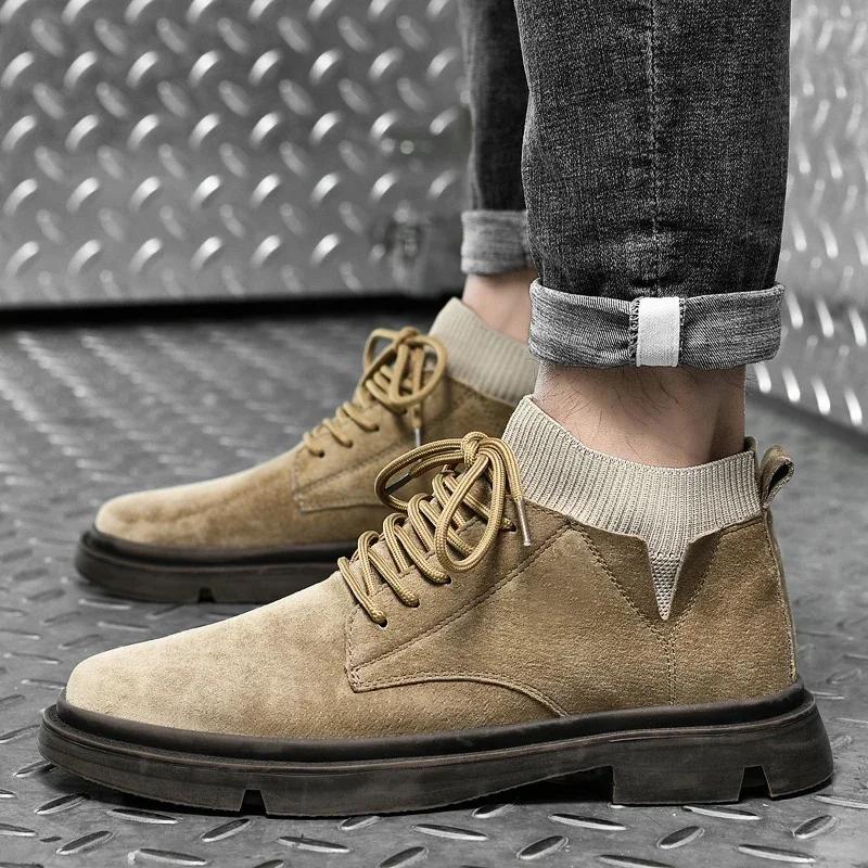 Брендовые мужские ботинки из натуральной кожи, повседневные нескользящие уличные ботинки, роскошные мотоциклетные ботинки, дышащие мужские прогулочные туфли для вождения