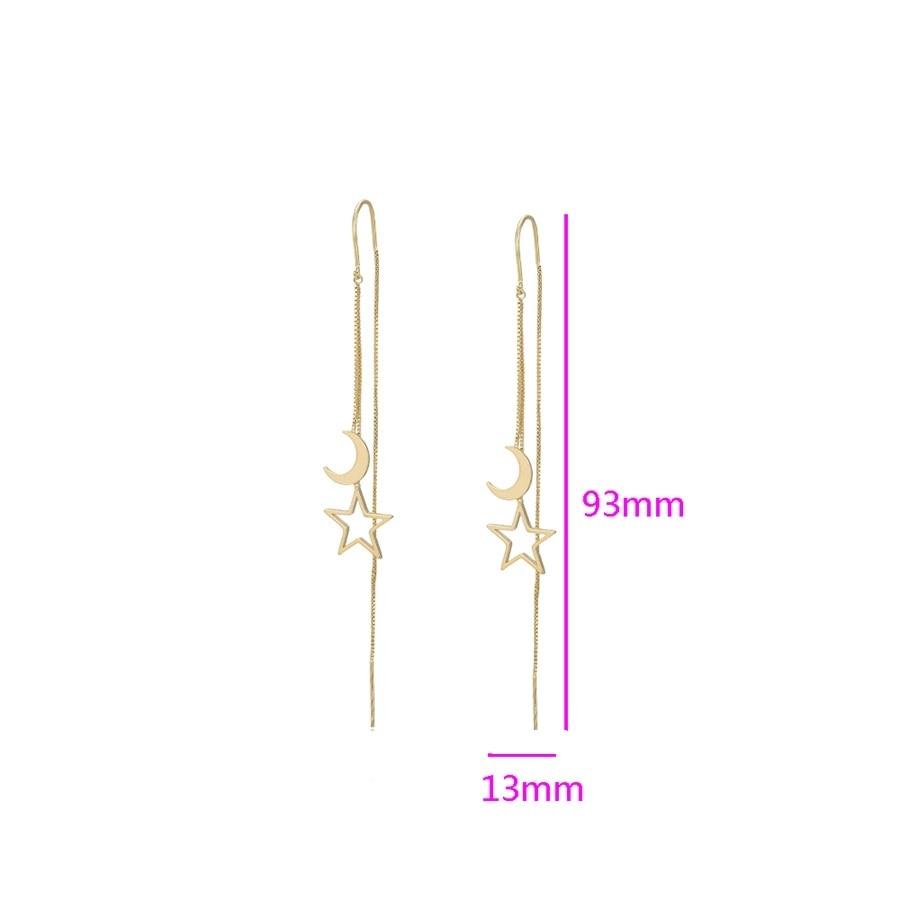 14K Gold Plated Long Cercei Earrings Moon and Star Design Elegant Fashion Earrings for Women
