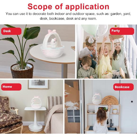 Пасхальная конфетница: 1 шт. Керамическая миска-кролик с ручкой, Розовый пасхальный кролик, Домашний декор, Корзина, Миска для конфет в виде кролика, Фигурка кролика, Ландшафтное украшение для